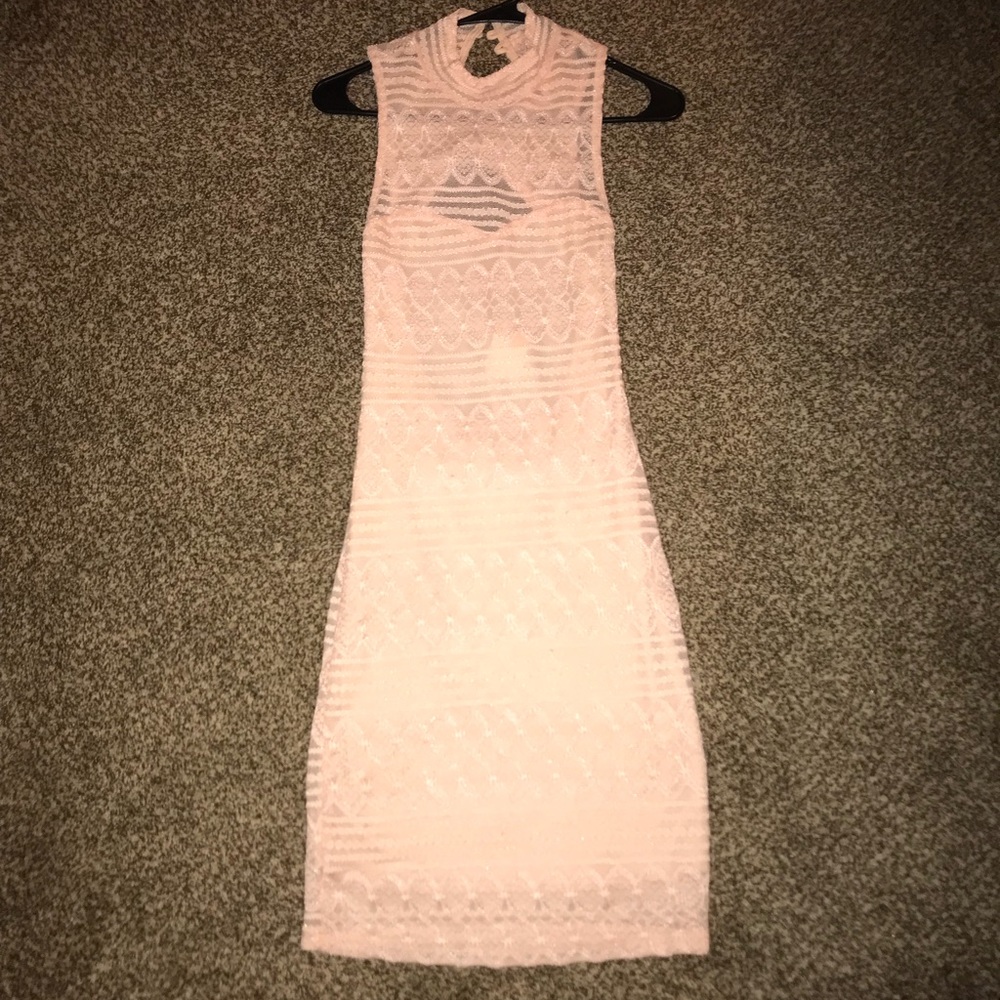 Pink and peachy open back dress